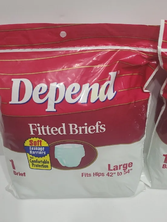 Depend Fitted Briefs Large - Burgundy/White - Picture 2 of 3